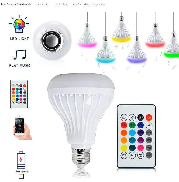Smart LED Light Bulb with Bluetooth Speaker