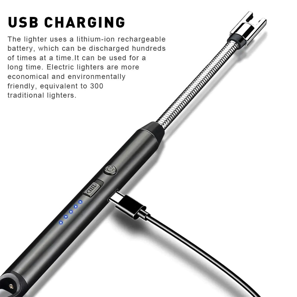 360° LED Electric Arc Lighter: USB Rechargeable, Windproof, Flameless Plasma Ignition for BBQ, Candles, Stoves